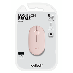 Logitech Pebble M350, rozā - Bezvadu datorpele