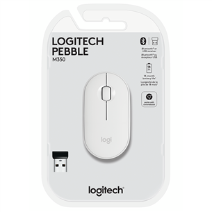 Logitech Pebble M350, balta - Bezvadu datorpele