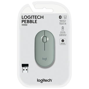 Logitech Pebble M350, зеленый - Беспроводная оптическая мышь