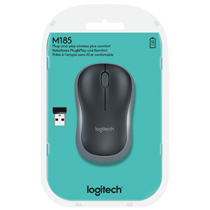 Logitech M185, pelēka/melna - Bezvadu datorpele