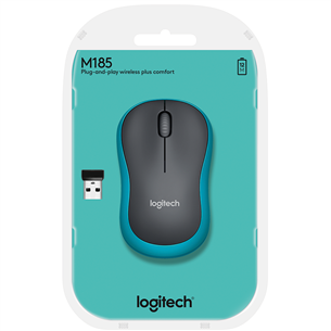 Logitech M185, pelēka/zila - Bezvadu datorpele