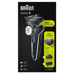 Braun Series 5, Wet & Dry, melna - Skuveklis