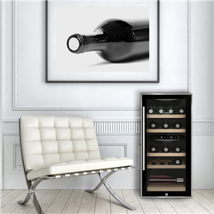 Caso WineComfort 24, 24 pudeles, augstums 83 cm, melna/nerūsējošā tērauda - Vīna skapis