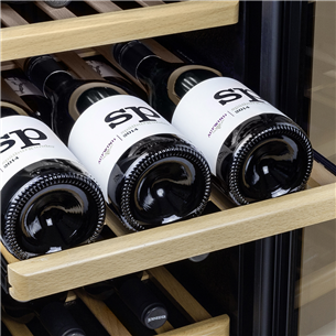 Caso WineComfort 24, 24 pudeles, augstums 83 cm, melna/nerūsējošā tērauda - Vīna skapis