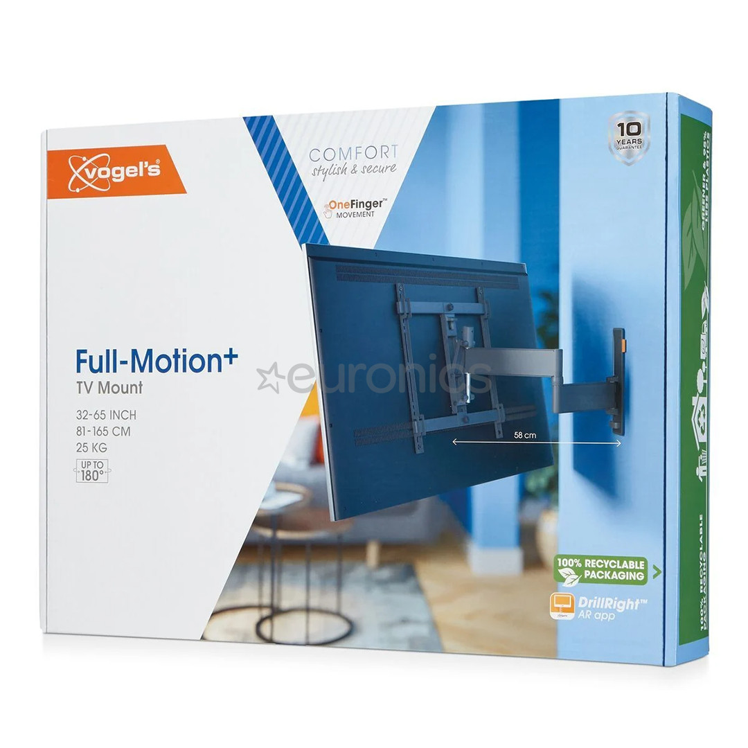 Vogel's Comfort Full-Motion, 32 - 65", maksimālais svars 25 kg, melna - Sienas stiprinājums televizoriem