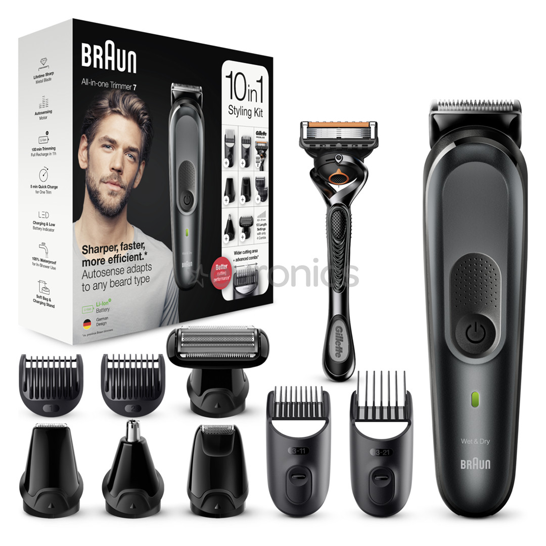 Braun, 10 vienā, pelēka/melna - Trimmera komplekts