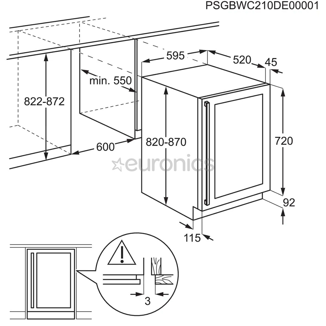 AEG 5000 Series, ietilpība: 52 pudeles, augstums 82 cm, melna - Iebūvējams vīna skapis