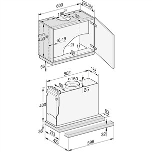Miele, 555 m³/h, width 59.6 cm, inox - Built-in Cooker Hood