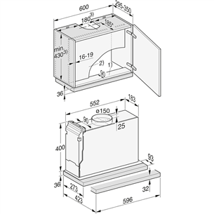 Miele, 555 m³/h, width 59.6 cm, inox - Built-in Cooker Hood