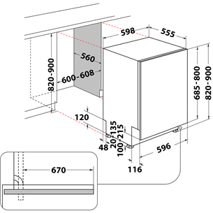 Whirlpool, Hygenic+, 14 komplekti, platums 59.8 cm - Iebūvējama trauku mazgājamā mašīna