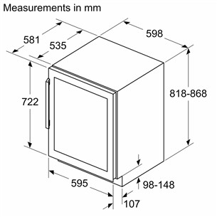 Bosch Series 6, 44 бутылки, высота 82 см, черный - Интегрируемый винный шкаф