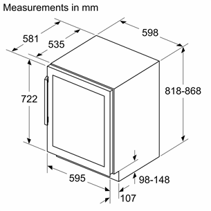 Bosch Series 6, 44 pudeles, augstums 82 cm, melna - Iebūvējams vīna skapis