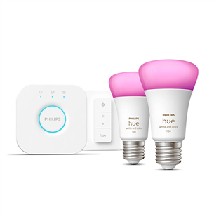 Philips Hue White and Color Starter Kit, E27, 2 gab., balta - Viedās gaismas starta komplekts