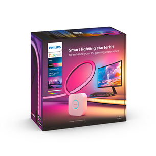 Philips Hue Play Gradient PC Lightstrip, 24''-27'' + Hue Bridge, melna/balta - Viedā LED lenta