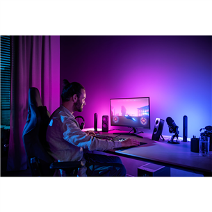 Philips Hue Play Gradient PC Lightstrip, 24''-27'' + Hue Bridge, melna/balta - Viedā LED lenta