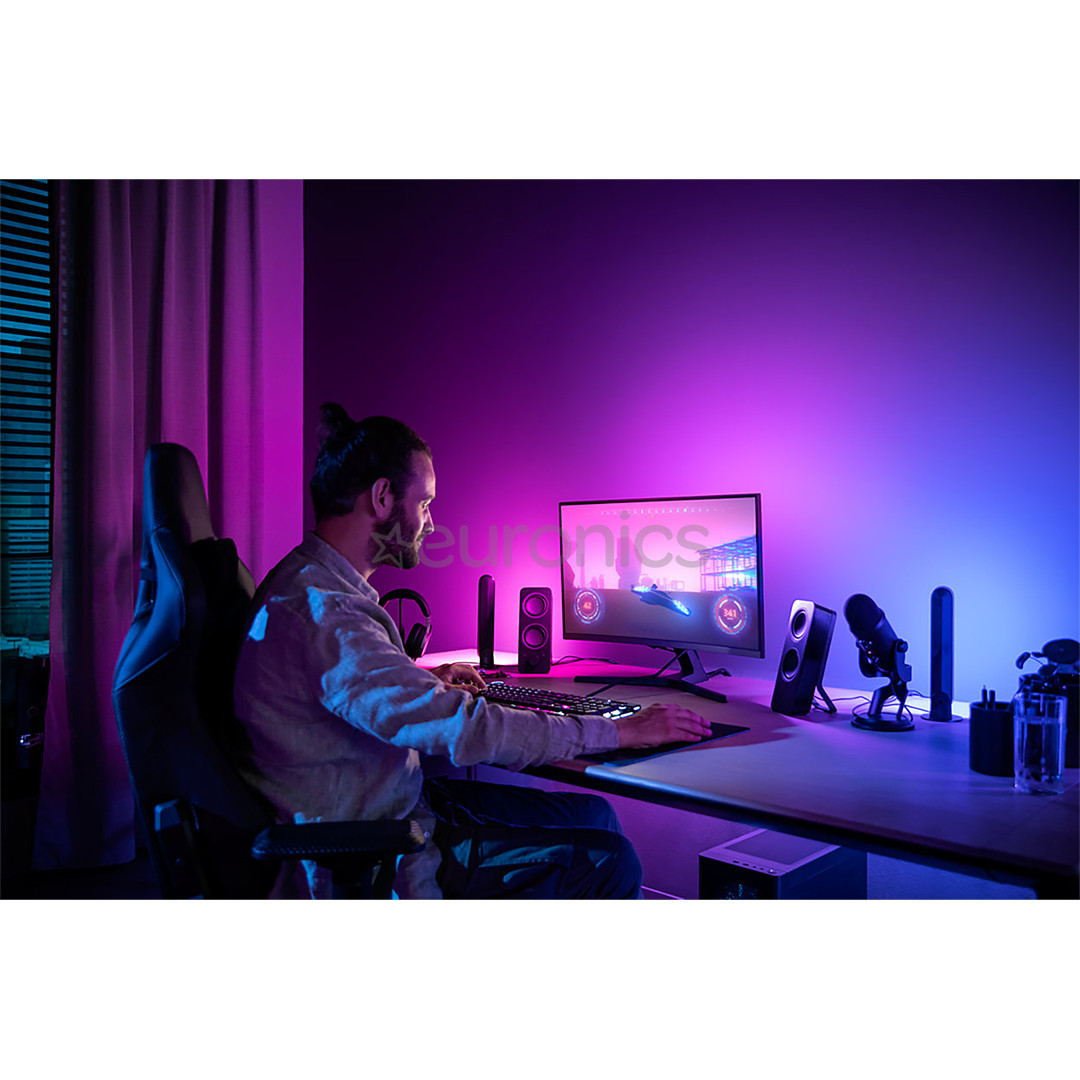 Philips Hue Play Gradient PC Lightstrip, 24''-27'' + Bridge, black/white - Smart Lightstrip for a Monitor