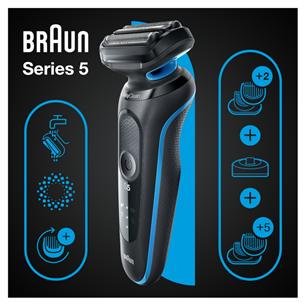 Braun Series 5 AutoSense Wet & Dry, black/blue - Shaver + beard & body trimmer