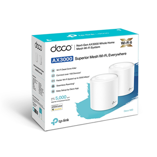 TP-Link Deco X60, WiFi 6, mesh, 2 шт., белый - WiFi-роутер