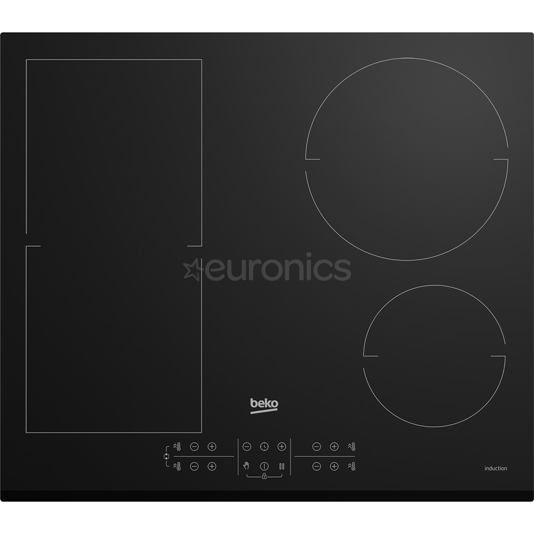 Beko, Beyond, slīpa mala, platums 58 cm, melna - Iebūvējama indukcijas plīts virsma
