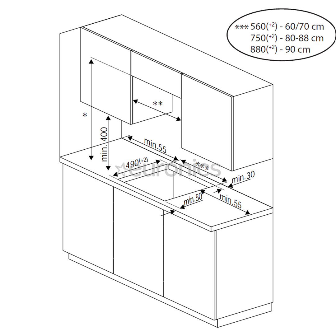 Beko, Beyond, slīpa mala, platums 58 cm, melna - Iebūvējama indukcijas plīts virsma