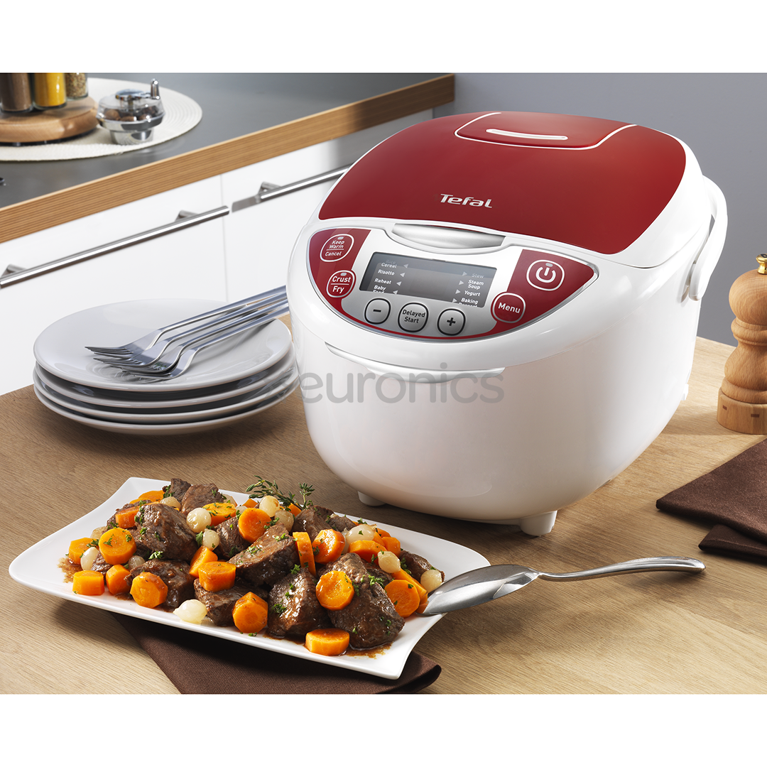 Tefal Fuzzy Logic, 5 л, 750 Вт, белый/красный - Мультиварка
