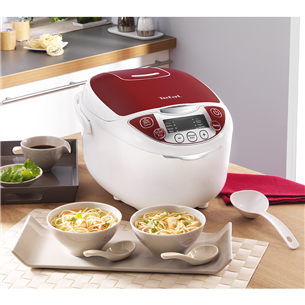 Tefal Fuzzy Logic, 5 л, 750 Вт, белый/красный - Мультиварка