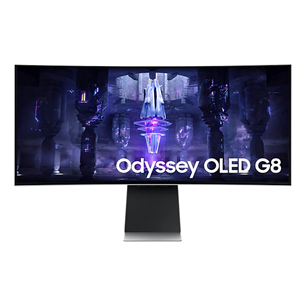 Samsung Odyssey OLED G8, 34", Ultra-WQHD, 175 Hz, sudraba - Ieliekts monitors