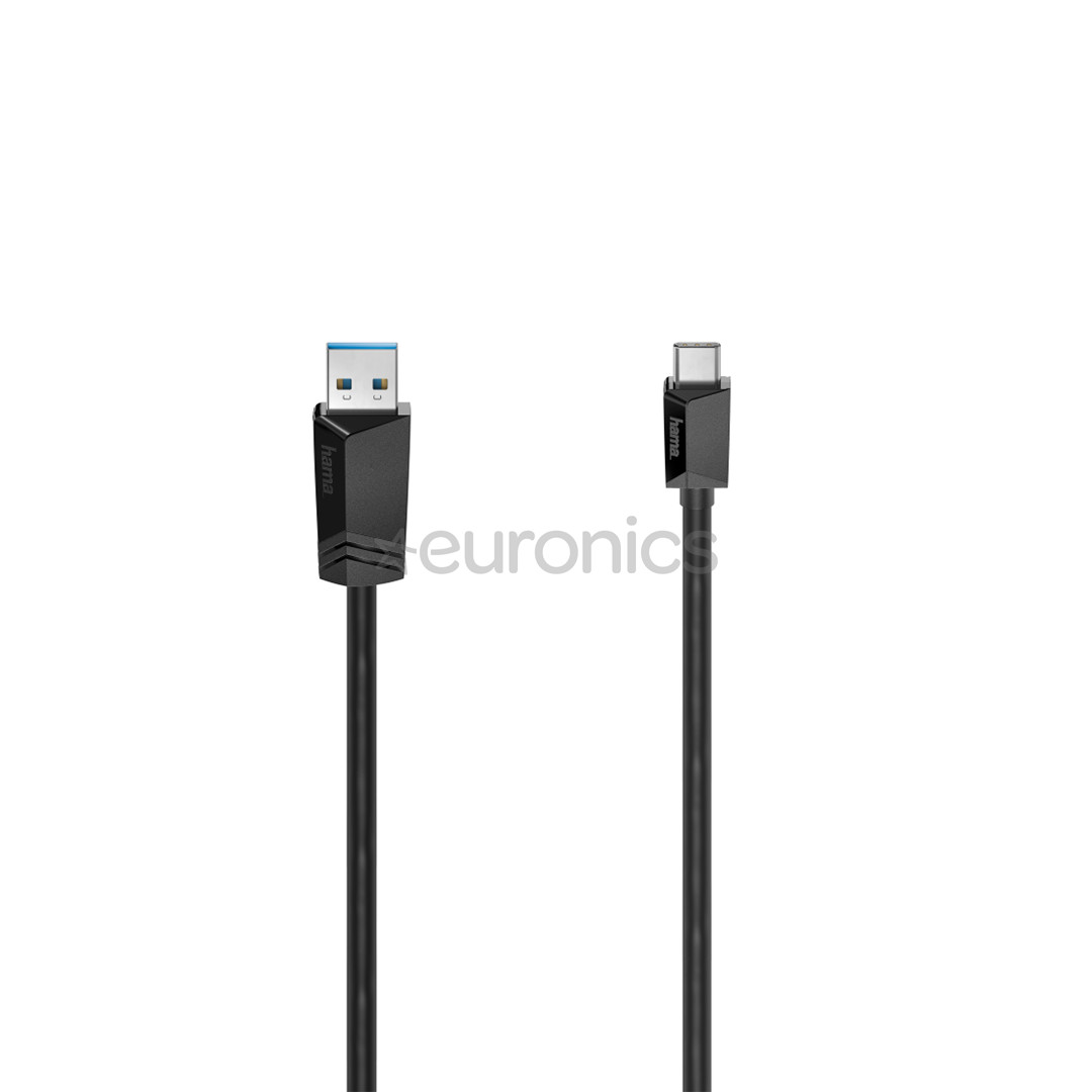 Hama Essential Line, USB-A - USB-C, 1.5 m, melna - Vads