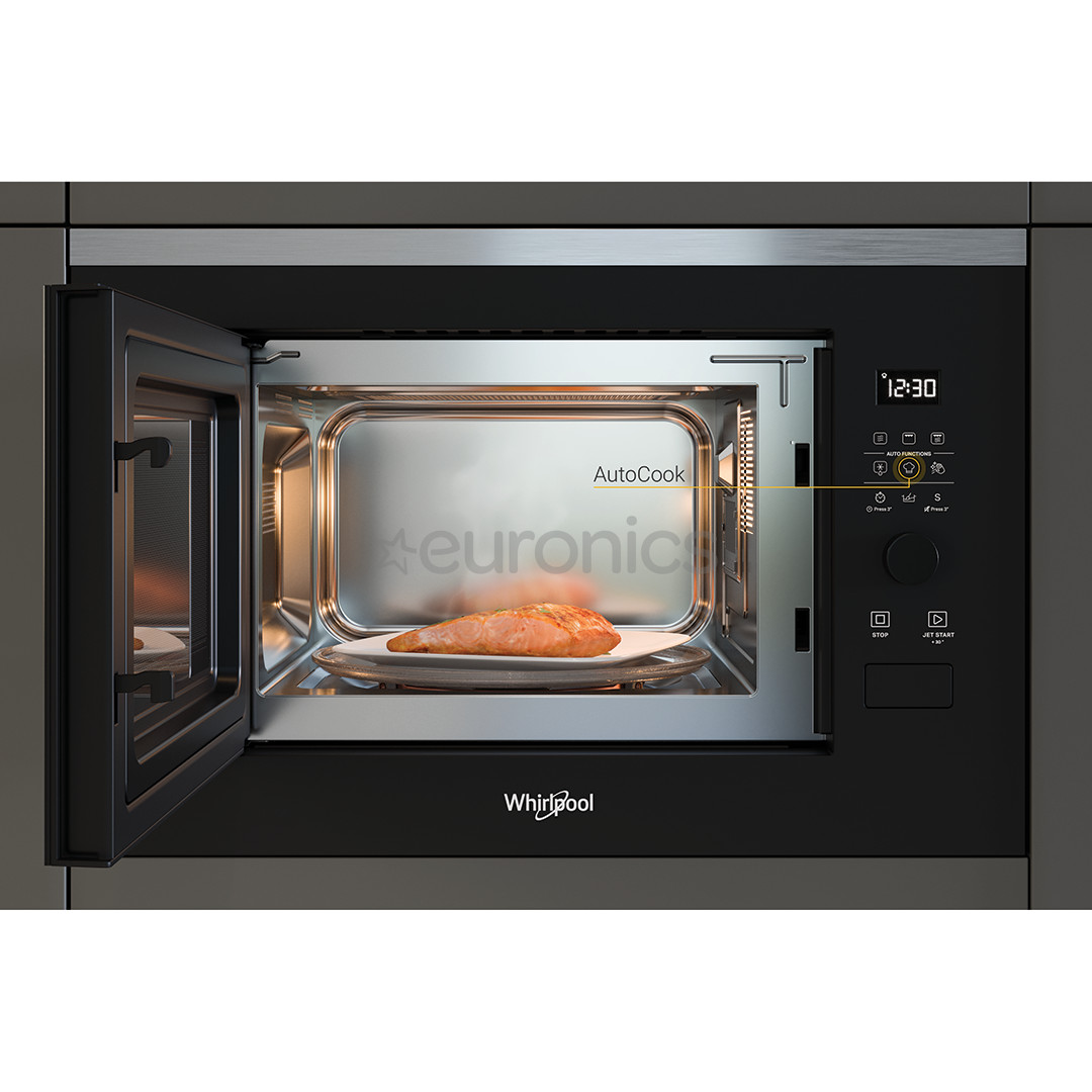 Whirlpool, 25 L, 900 W, black - Built-in Microwave Oven with Grill