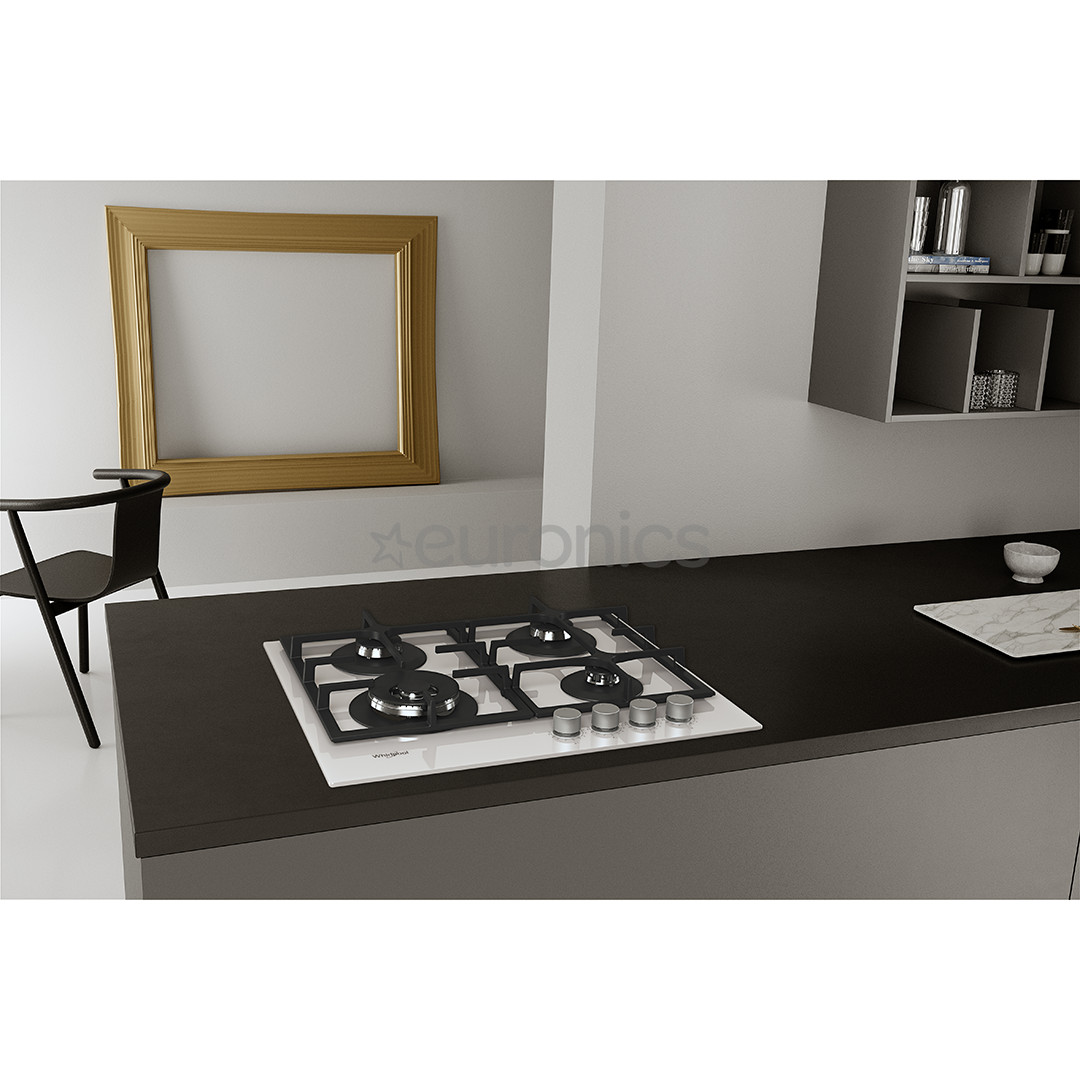 Whirlpool, double zone, width 59 cm, white - Built-in Gas Hob
