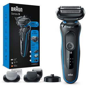 Braun Series 5 AutoSense Wet & Dry, black/blue - Shaver + beard & body trimmer 51-B4650CS