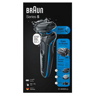 Braun Series 5 AutoSense Wet & Dry, melna/zila - Skuveklis + bārdas un ķermeņa trimmeris