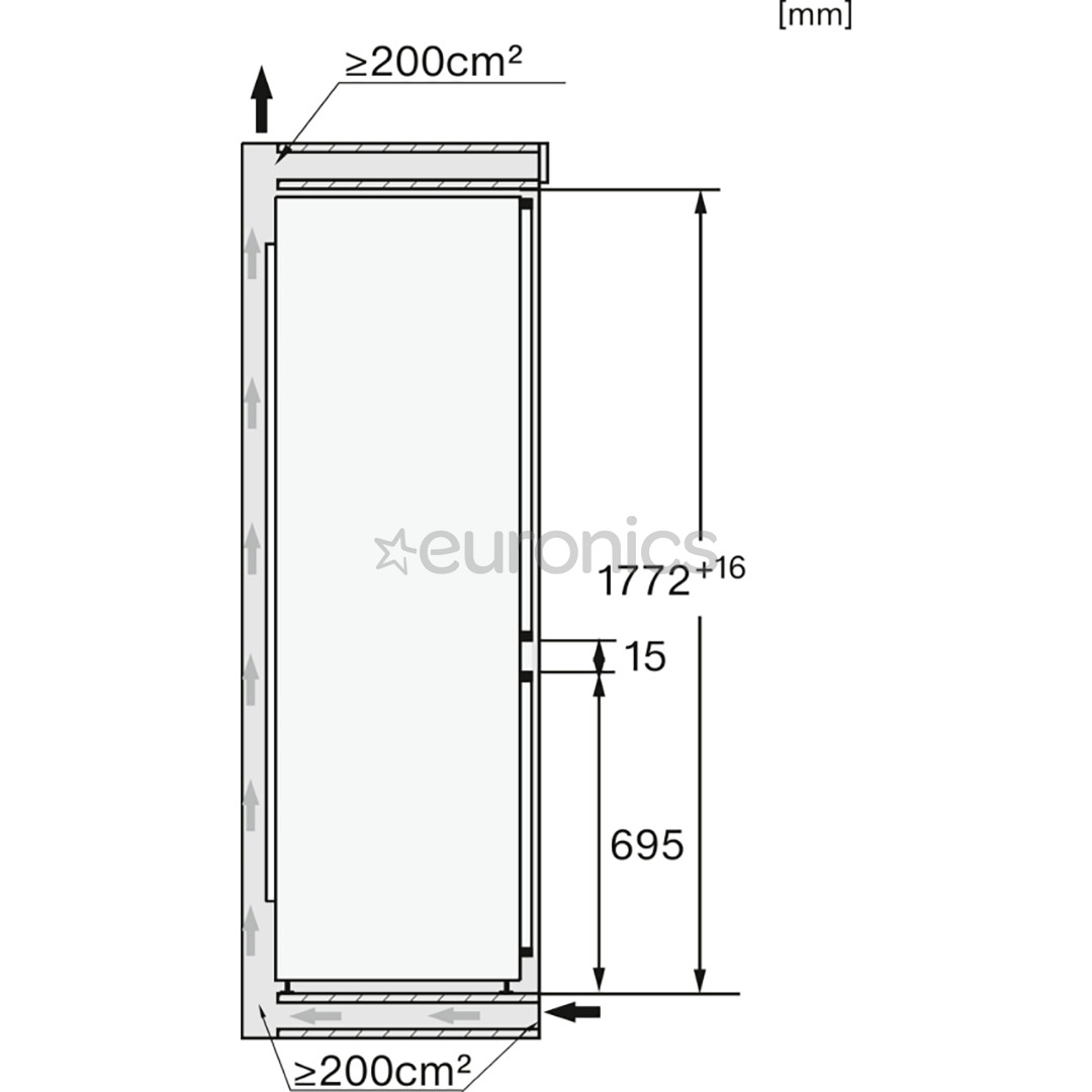 Miele, NoFrost, 246 л, высота 177 см - Интегрируемый холодильник