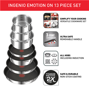Tefal Ingenio Emotion, нерж. сталь - Комплект кастрюль и сковородок из 13 предметов