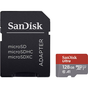 SanDisk Ultra microSD with SD Adapter, 128 ГБ - Карта памяти SDSQUAB-128G-GN6MA