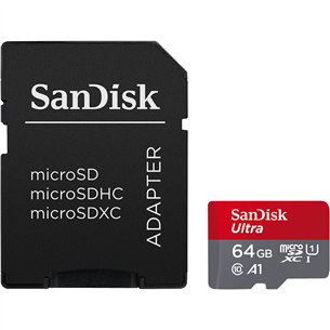 SanDisk Ultra microSD with SD Adapter, 64 GB - Atmiņas karte