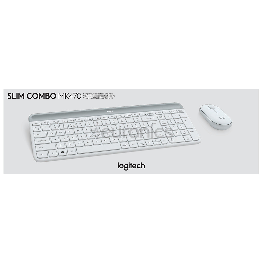 Logitech Slim Combo MK470, US, белый - Беспроводная клавиатура + мышь