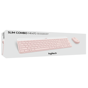 Logitech Slim Combo MK470, US, розовый - Беспроводная клавиатура + мышь