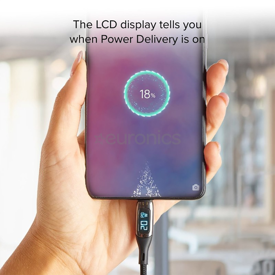 SBS USB-C - USB-C, 100 W, LED, 1 m, black - Cable