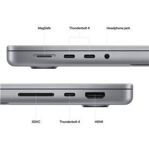 Apple MacBook Pro 14 (2023), M2 Pro 10C/16C, 16 GB, 512 GB, RUS, tumši pelēka - Portatīvais dators