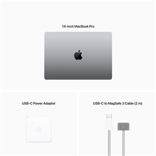 Apple MacBook Pro 14 (2023), M2 Pro 10C/16C, 16 GB, 512 GB, RUS, tumši pelēka - Portatīvais dators