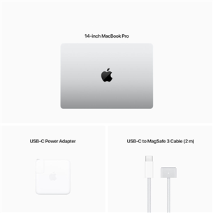 Apple MacBook Pro 14 (2023), M2 Pro 10C/16C, 16 GB, 512 GB, RUS, sudraba - Portatīvais dators