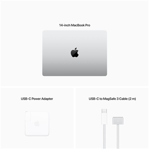 Apple MacBook Pro 14 (2023), M2 Pro 10C/16C, 16 GB, 512 GB, ENG, sudraba - Portatīvais dators