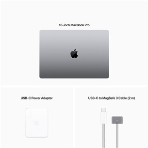 Apple MacBook Pro 16 (2023), M2 Pro 12C/19C, 16 GB, 512 GB, RUS, tumši pelēka - Portatīvais dators