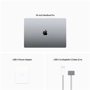 Apple MacBook Pro 16 (2023), M2 Pro 12C/19C, 16 GB, 512 GB, ENG, tumši pelēka - Portatīvais dators