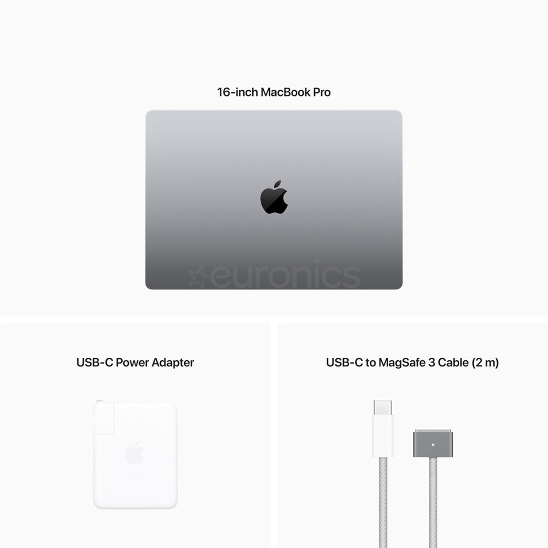 Apple MacBook Pro 16 (2023), M2 Pro 12C/19C, 16 GB, 512 GB, ENG, tumši pelēka - Portatīvais dators