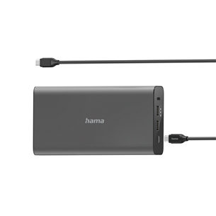 Hama Universal USB-C Power Pack, 26800 mAh, USB-A, USB-C, tumši pelēka - Portatīvais barošanas avots 00200012