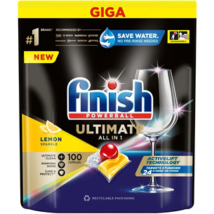 Finish Powerball Ultimate All in 1, лимон, 100 шт. - Капсулы для посудомоечной машины 5908252004577