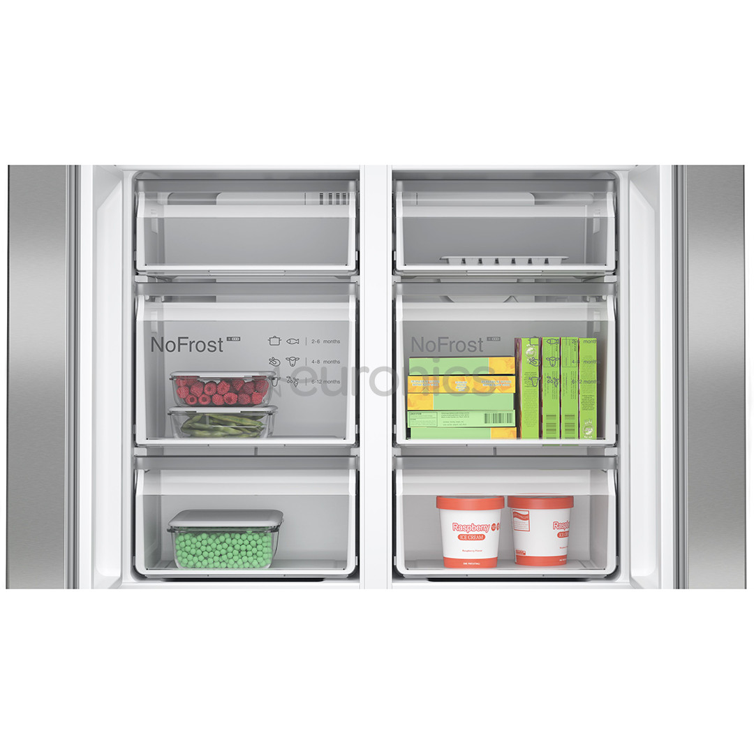 Bosch Series 4, French Door, 605 L, 183 cm, stainless steel - SBS-Refrigerator