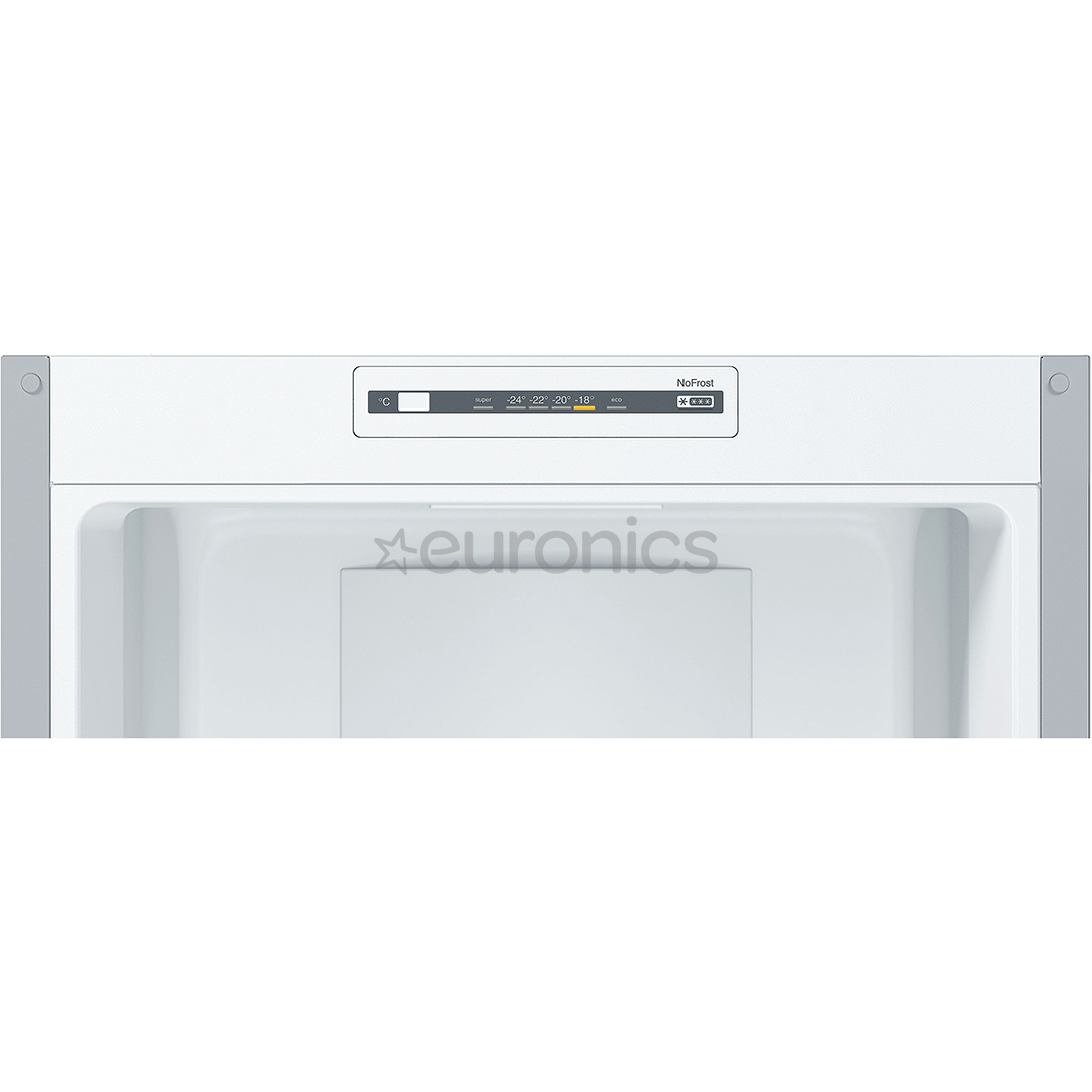Bosch Series 2, NoFrost, 305 L, augstums 186 cm, nerūsējošā tērauda - Ledusskapis